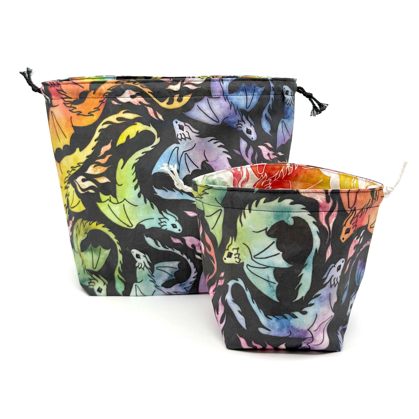 Drawstring Bag | Yarn Bowl | Project Bag | Dice Bag - Dragon