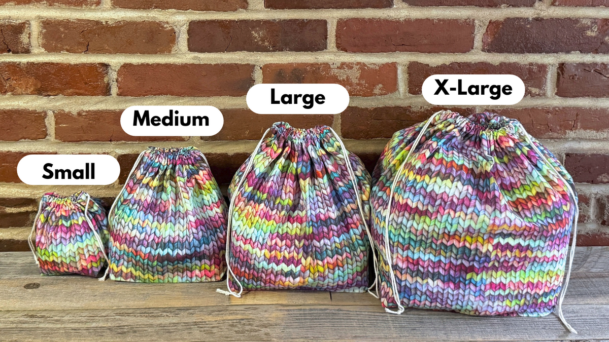 Drawstring Pouch | Fabric Yarn Bowl | Dice Bag - Stockinette