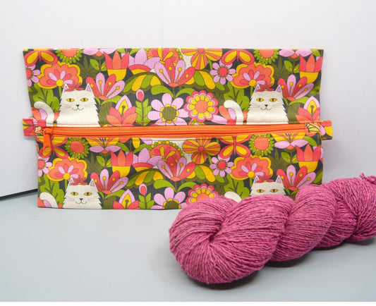 orange retro cat expandable bag