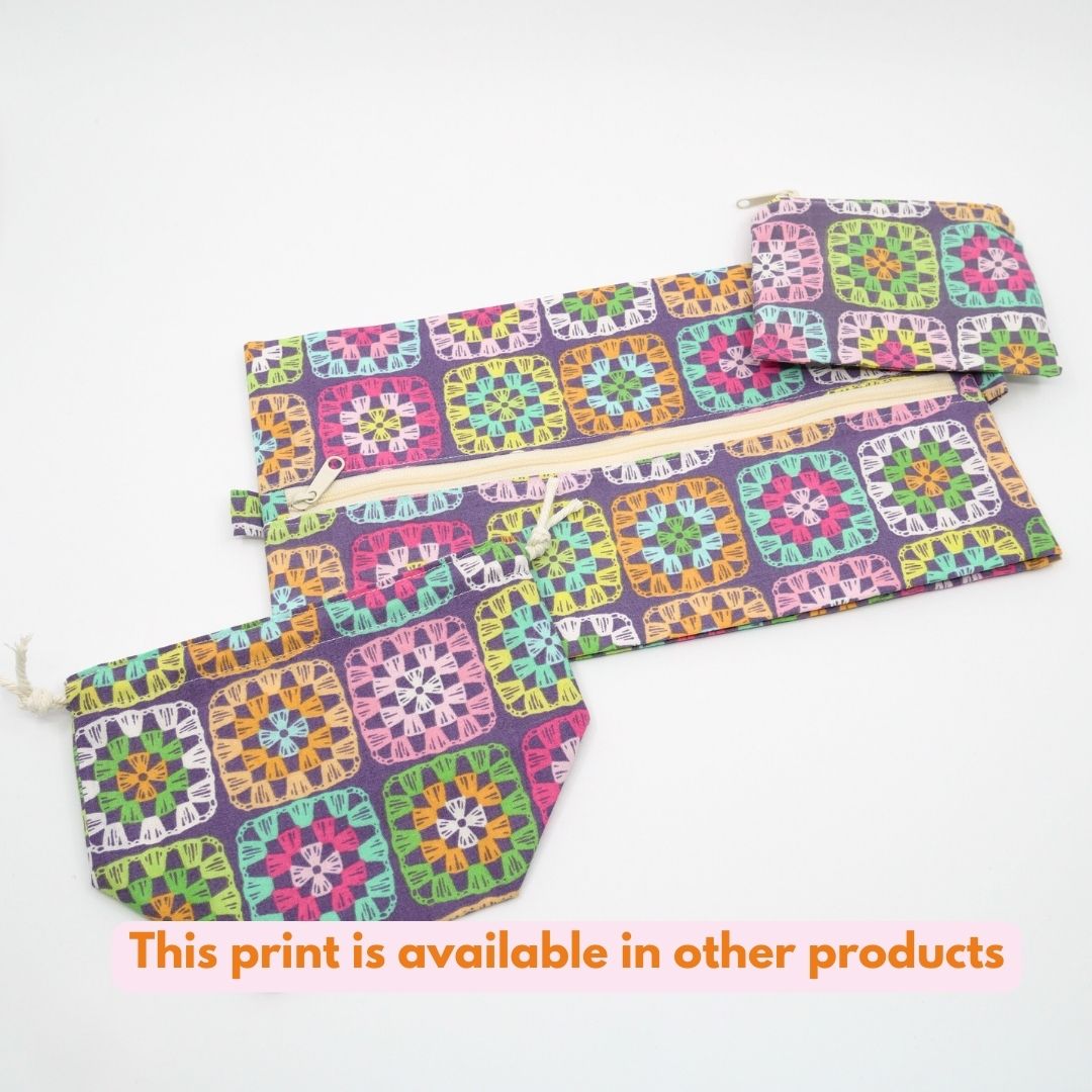 Granny Square zippered notions pouch