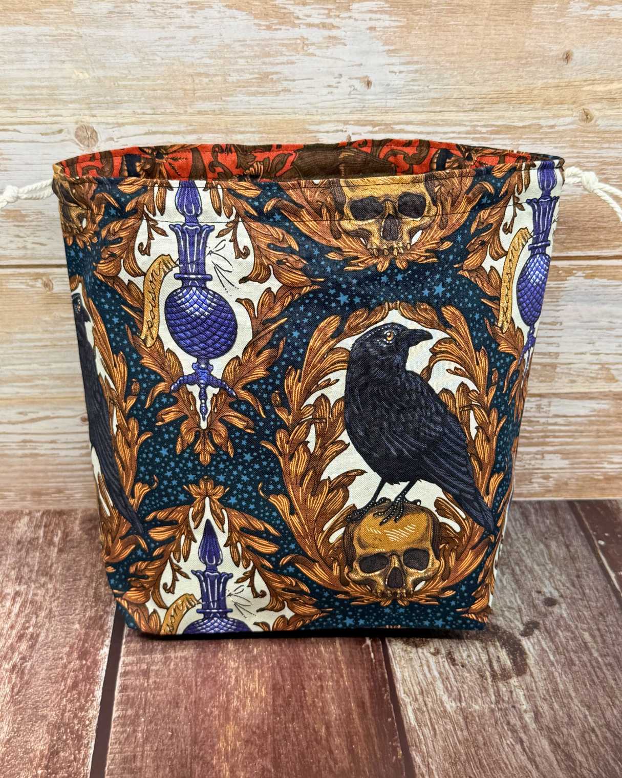 Medium Drawstring Project Bag - Crows and Poison