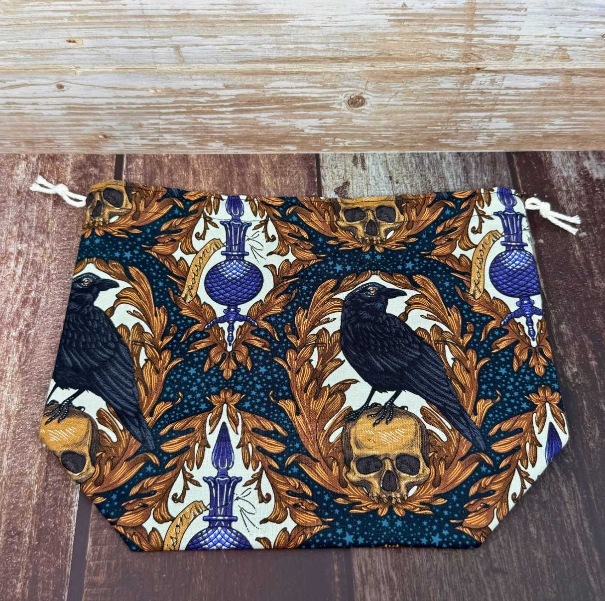 Medium Drawstring Project Bag - Crows and Poison