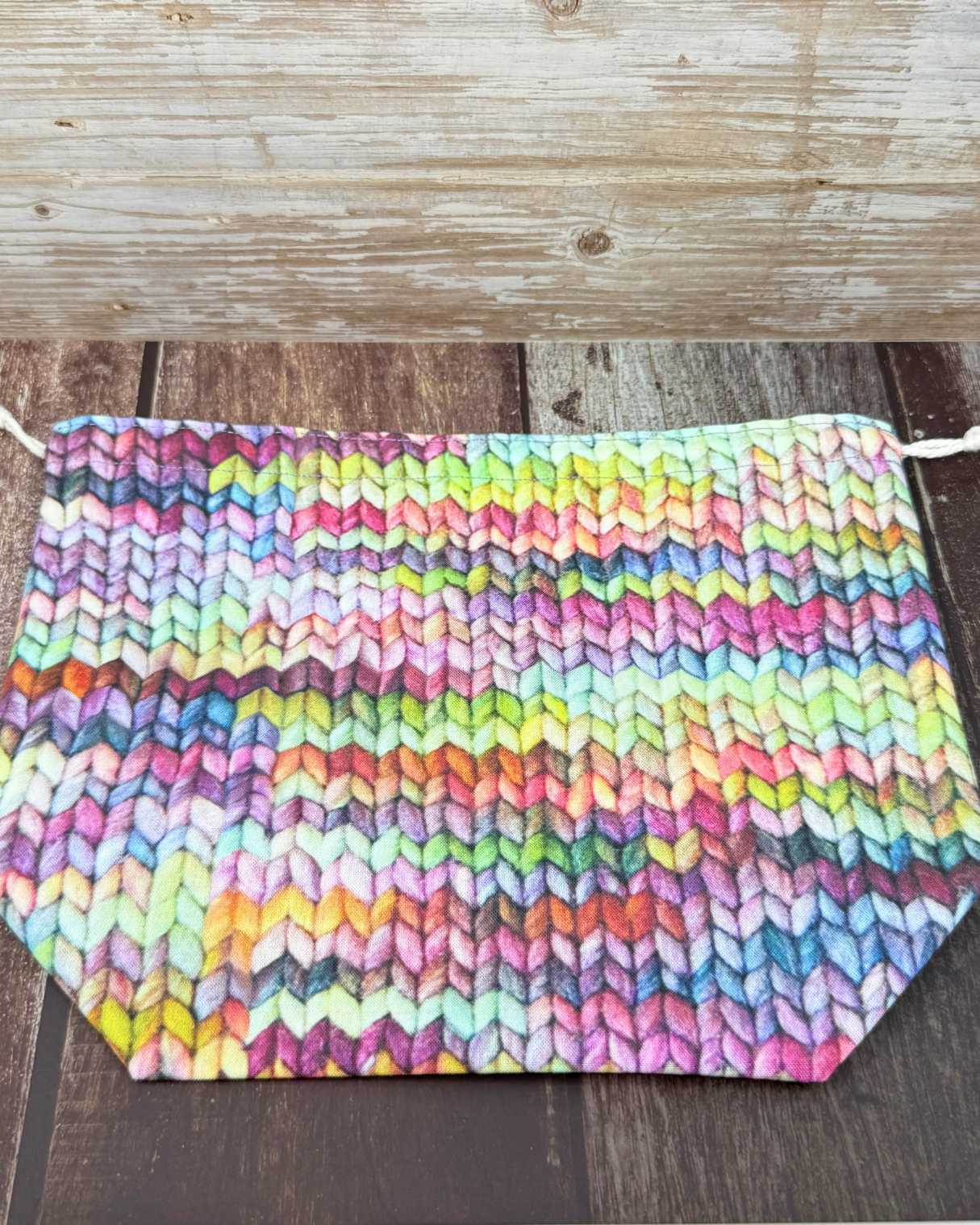 Medium Drawstring Project Bag - Stockinette