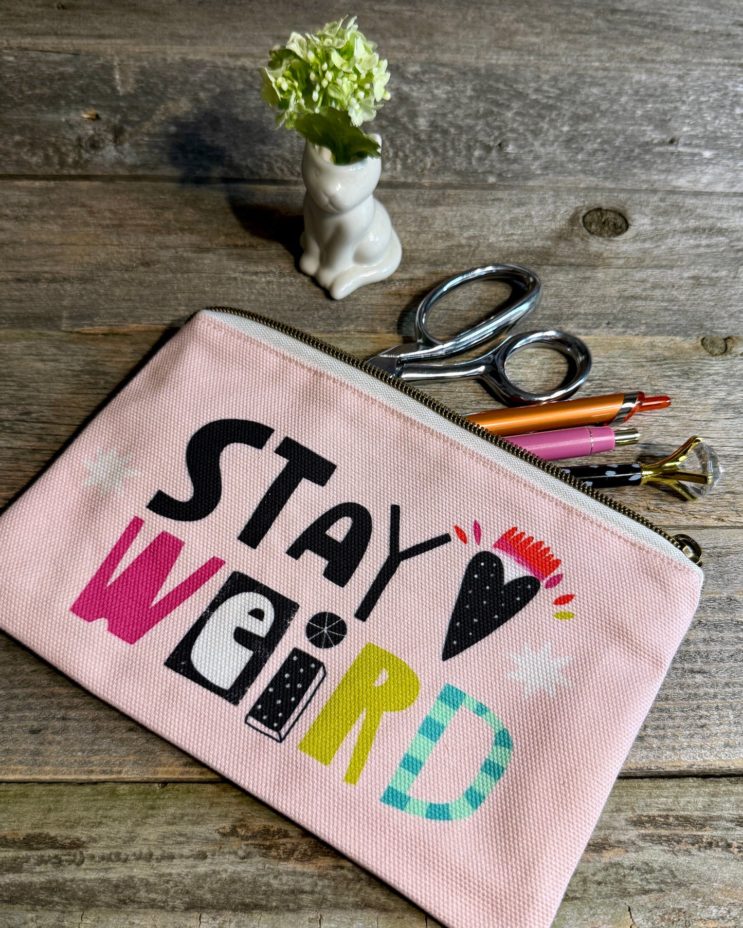 Zippered Canvas Pouch - Swears and Affirmations