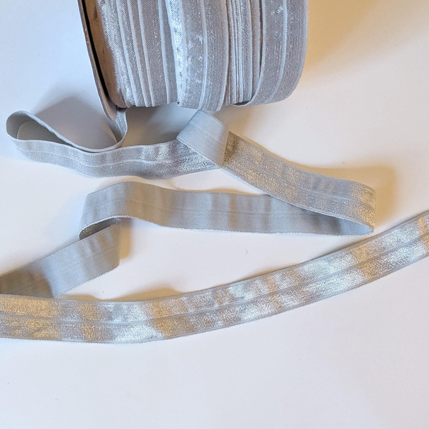 3/4" Shiny Gray Fold Over Elastic - 5 yard