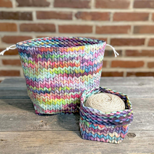 Drawstring Pouch | Fabric Yarn Bowl | Dice Bag - Stockinette