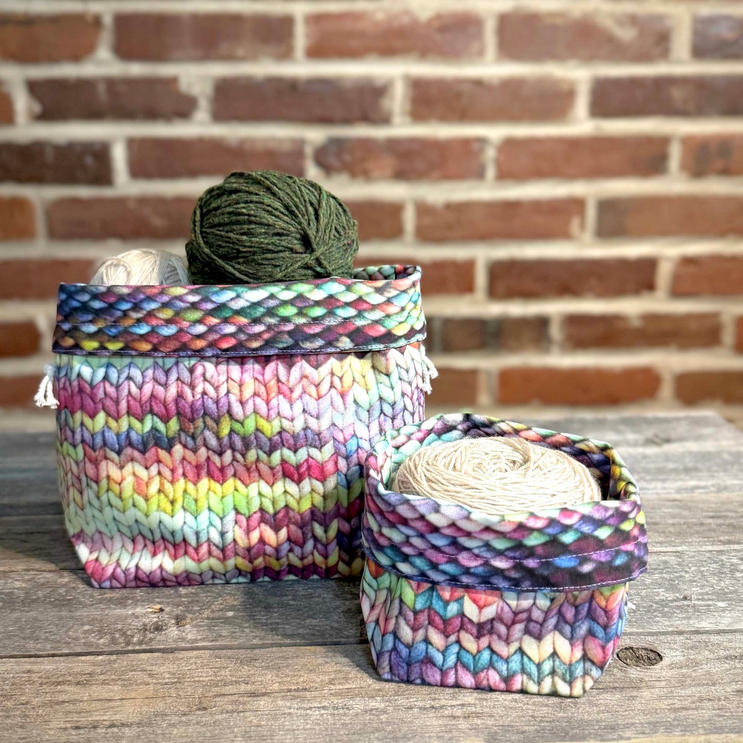 Drawstring Pouch | Fabric Yarn Bowl | Dice Bag - Stockinette