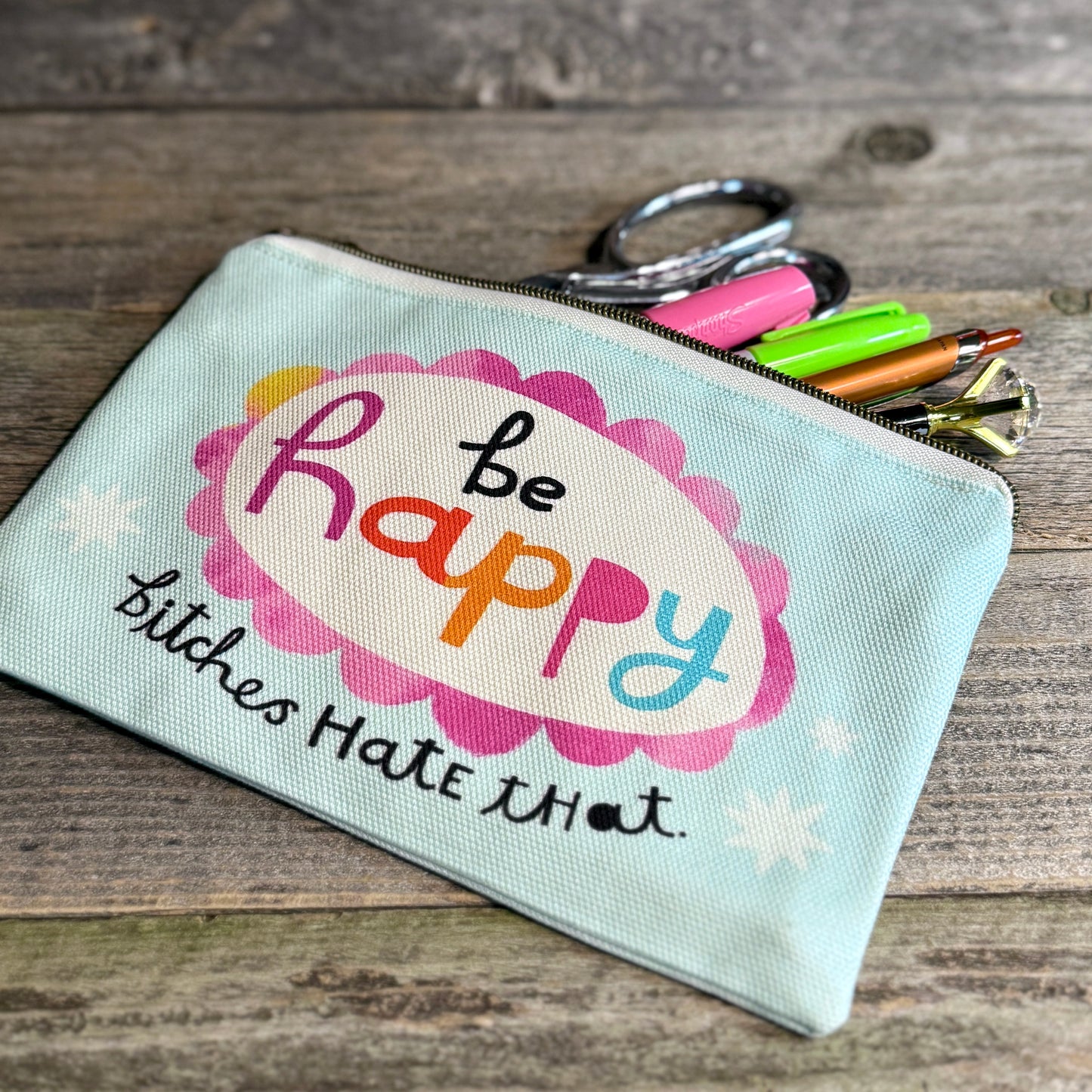 Zippered Canvas Pouch - Swears and Affirmations