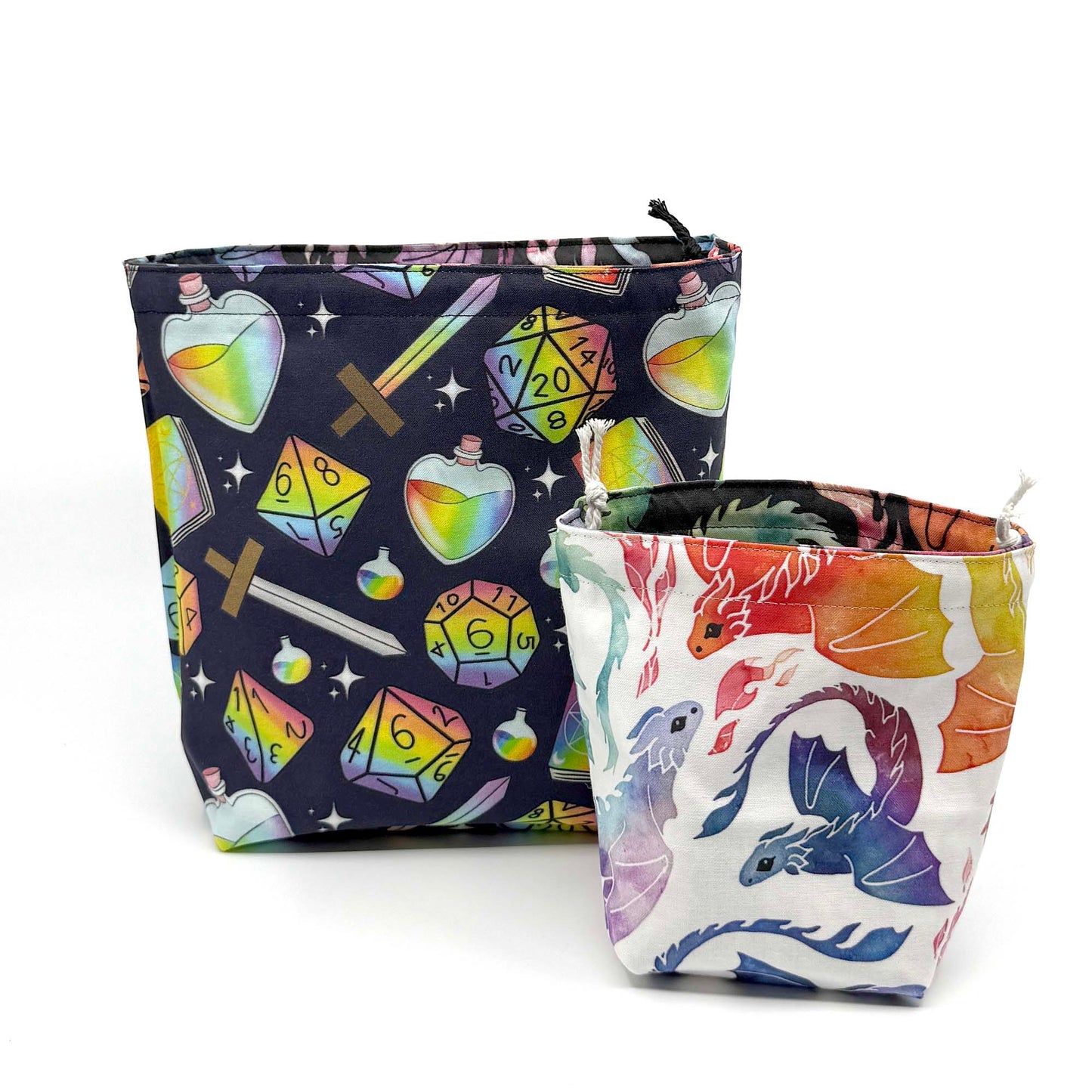 Drawstring Bag | Yarn Bowl | Project Bag | Dice Bag - Dragon