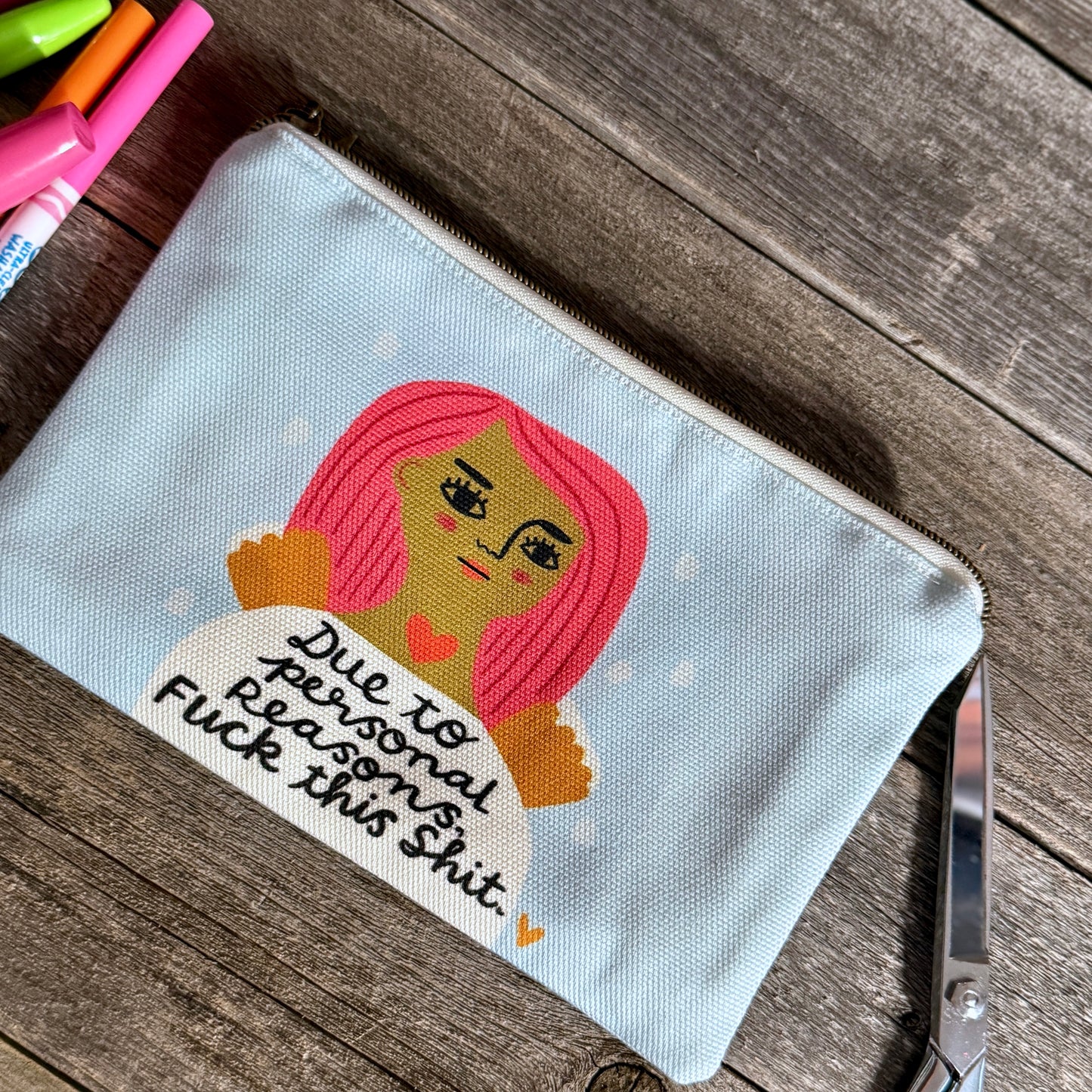 Zippered Canvas Pouch - Swears and Affirmations