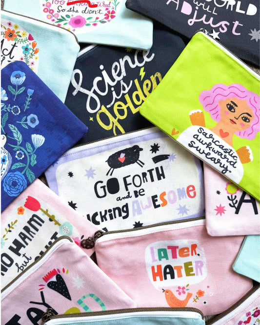 Zippered Canvas Pouch - Swears and Affirmations