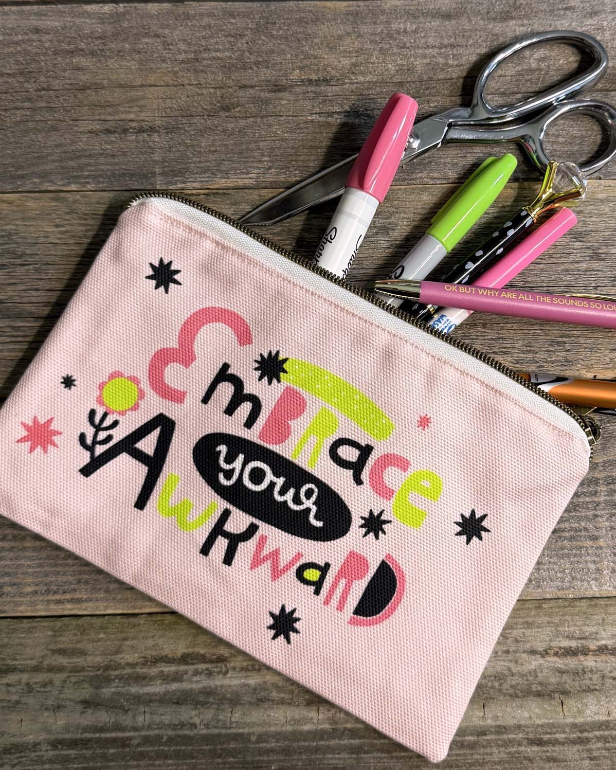 Cotton Canvas Zipper Pouch - Embrace Your Awkward