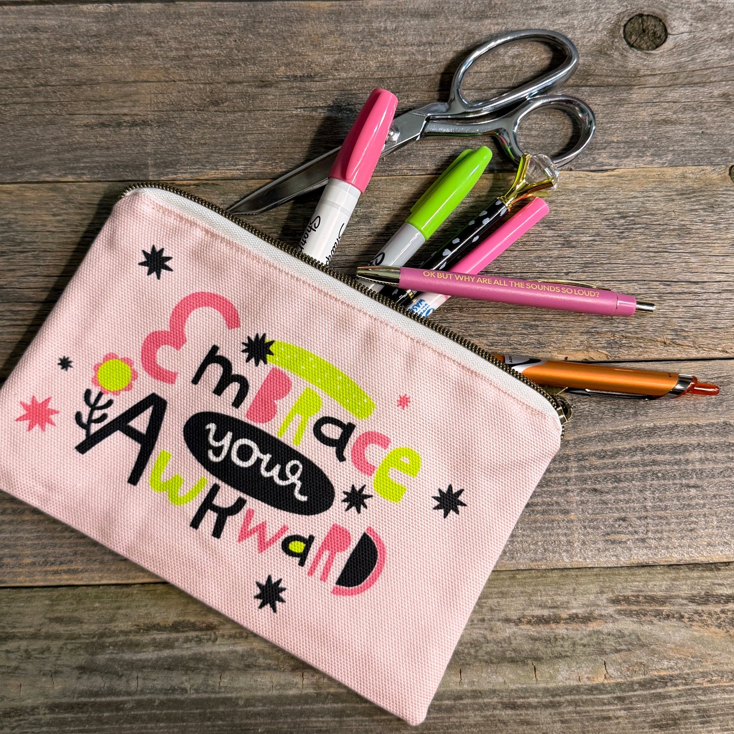 Zippered Canvas Pouch - Swears and Affirmations