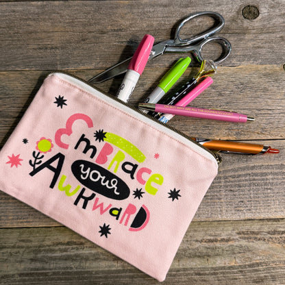 Zippered Canvas Pouch - Swears and Affirmations