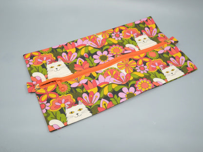 orange retro cat expandable bag