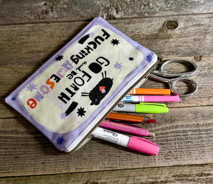 Cotton Canvas Zipper Pouch - Go Forth and Be Awesome