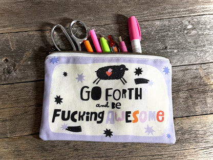 Zippered Canvas Pouch - Swears and Affirmations