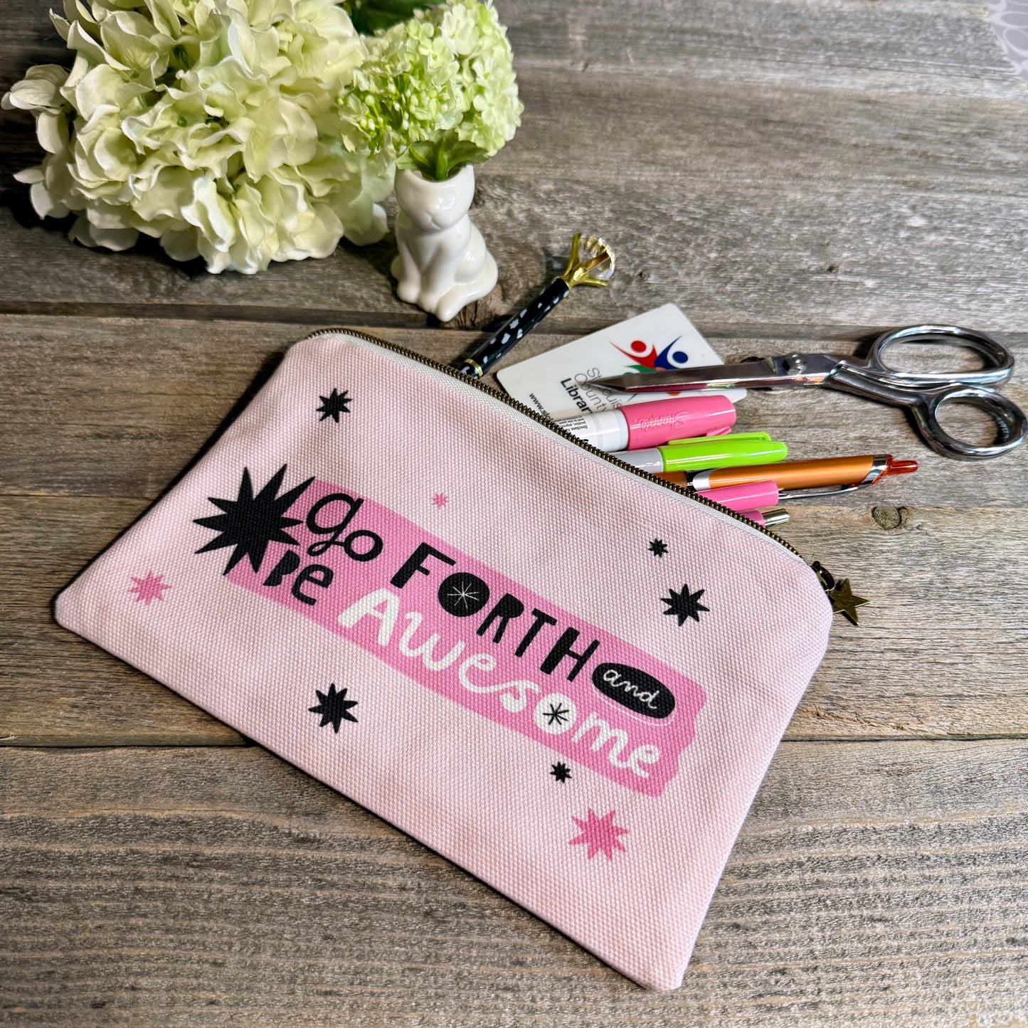 Zippered Canvas Pouch - Swears and Affirmations