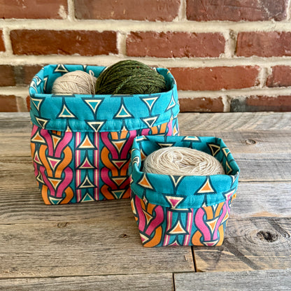Drawstring Pouch | Yarn Bowl | Project Bag | Sock Bag - Retro Stitches