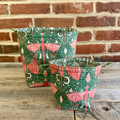 Drawstring Pouch | Yarn Bowl | Project Bag | Sock Bag - Enchanted Dragon