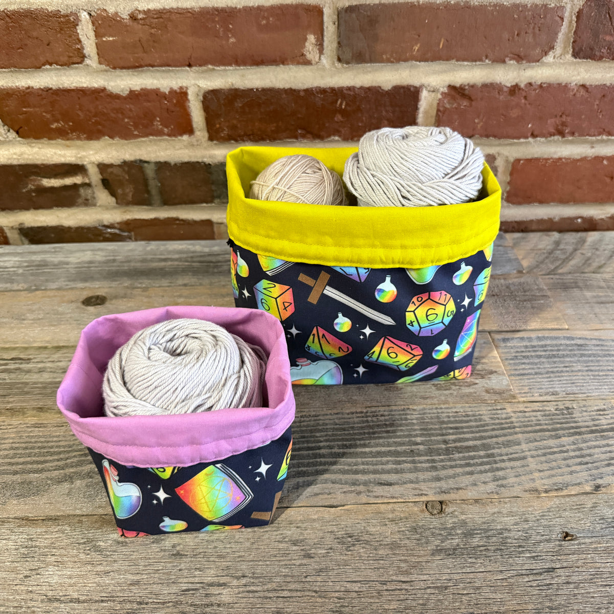 Drawstring Pouch | Yarn Bowl | Project Bag | Sock Bag - Roll for Rainbow