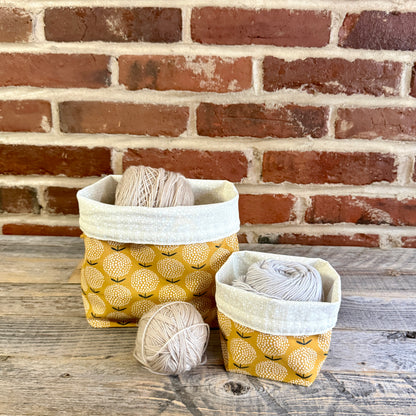 Drawstring Pouch | Yarn Bowl | Project Bag | Sock Bag - Golden Blooms