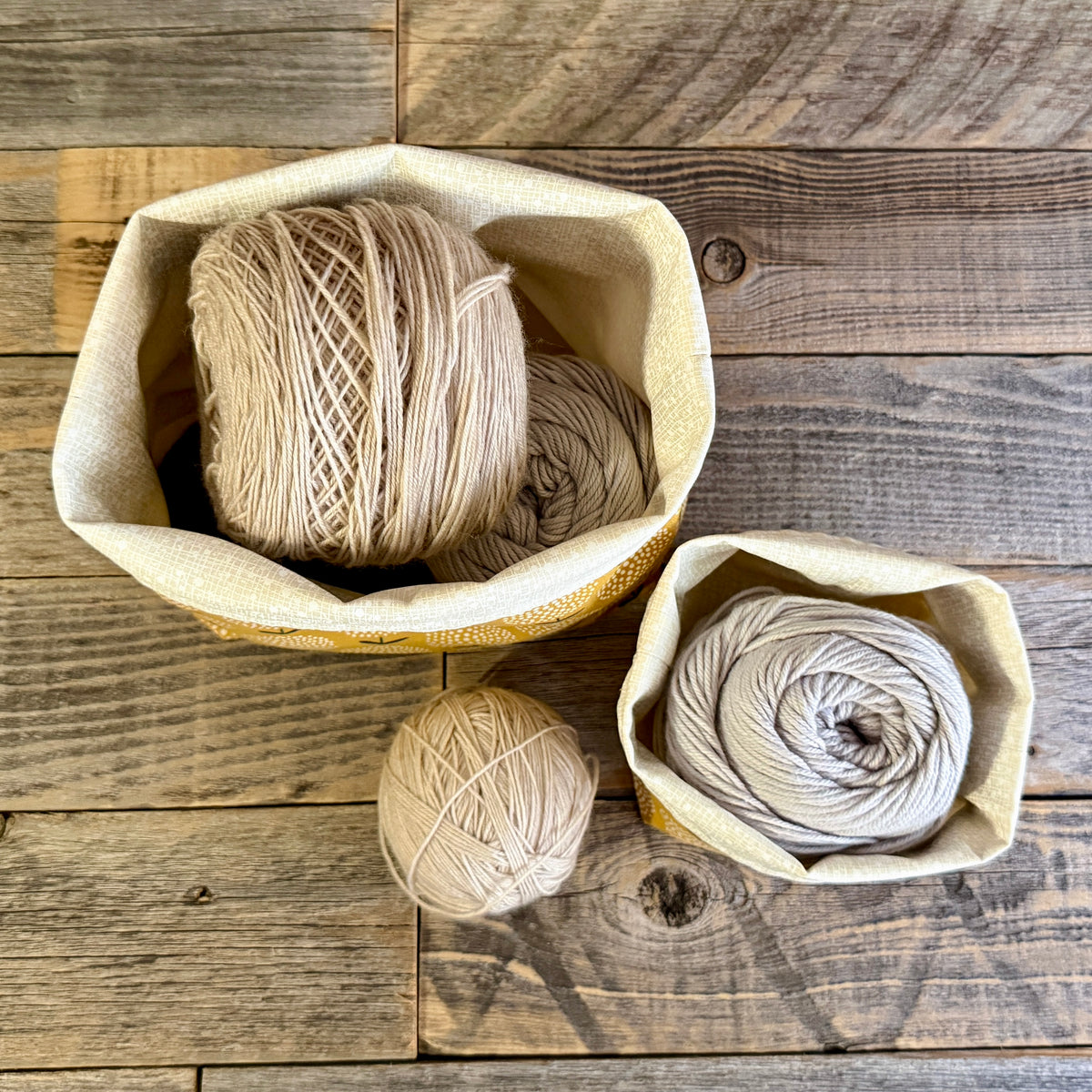 Drawstring Pouch | Yarn Bowl | Project Bag | Sock Bag - Golden Blooms