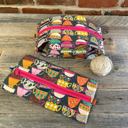 Expandable Project Bag - Teacups