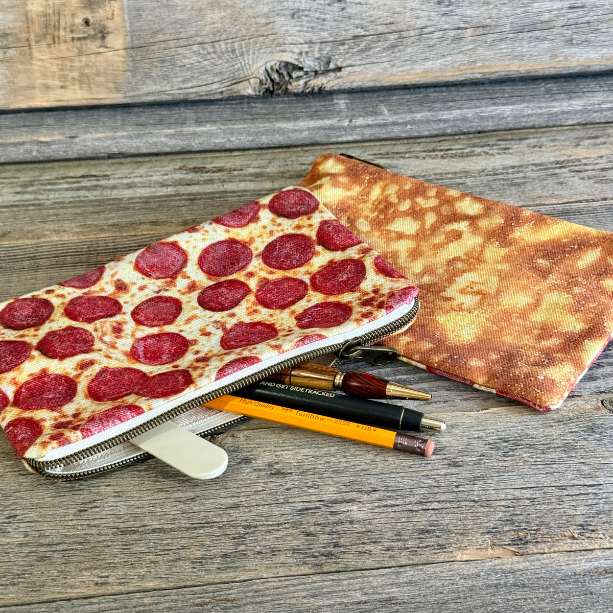 Cotton Canvas Zipper Pouch - Pizza