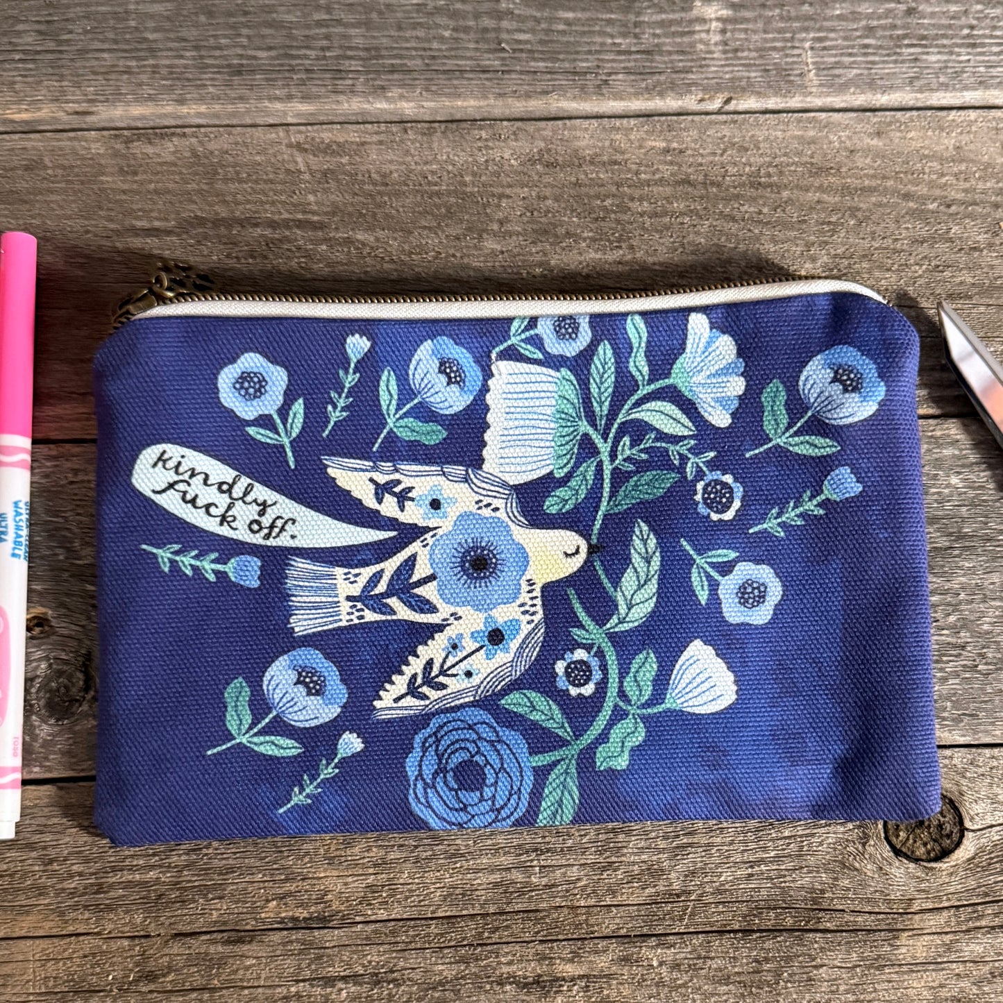 Zippered Canvas Pouch - Swears and Affirmations