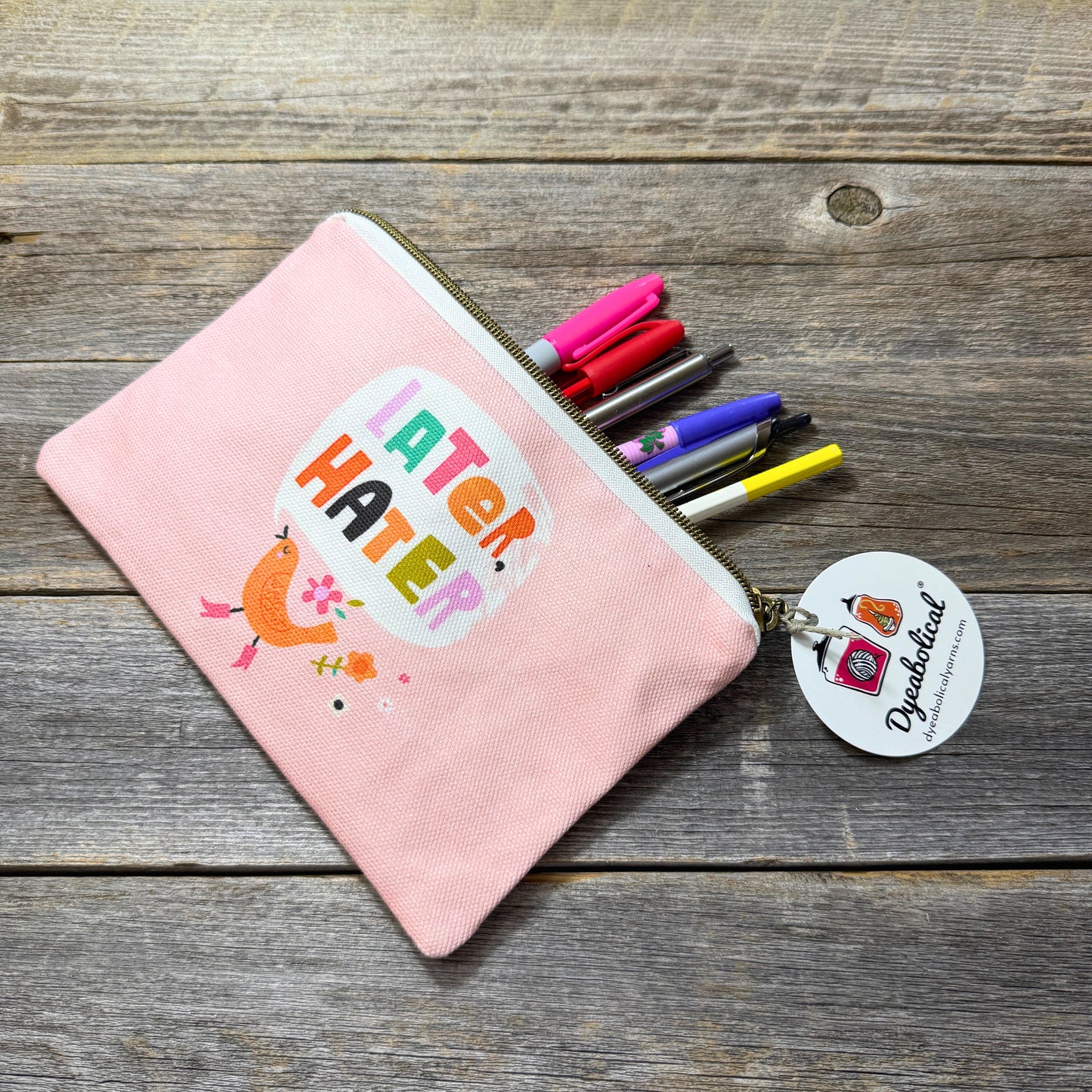 Later Hater - Canvas rectangular zippered pouch, pencil case, pen pouch, makeup bag, notions bag