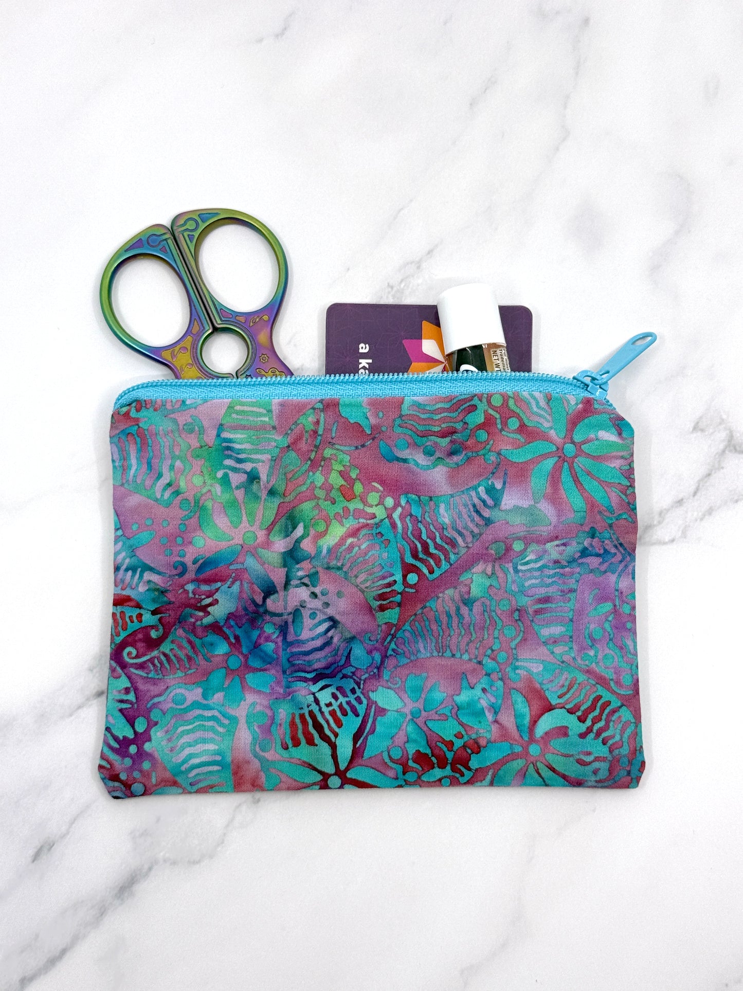 Small Coin Purse, Mini Pouch - Batik