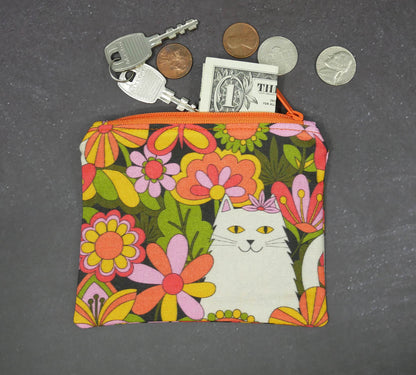 70s cat zippered bag