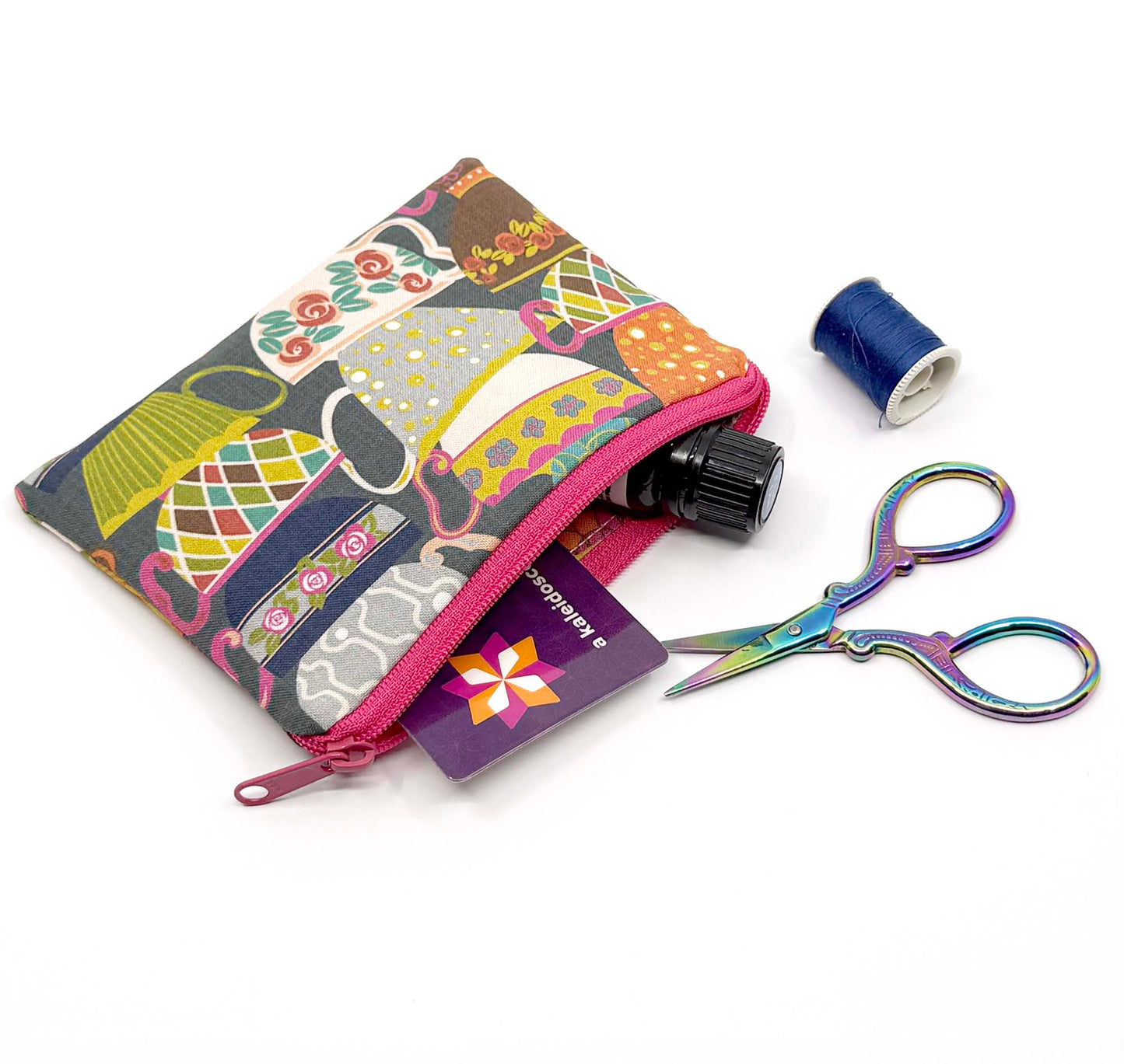 Small Coin Purse, Mini Pouch - Teacups