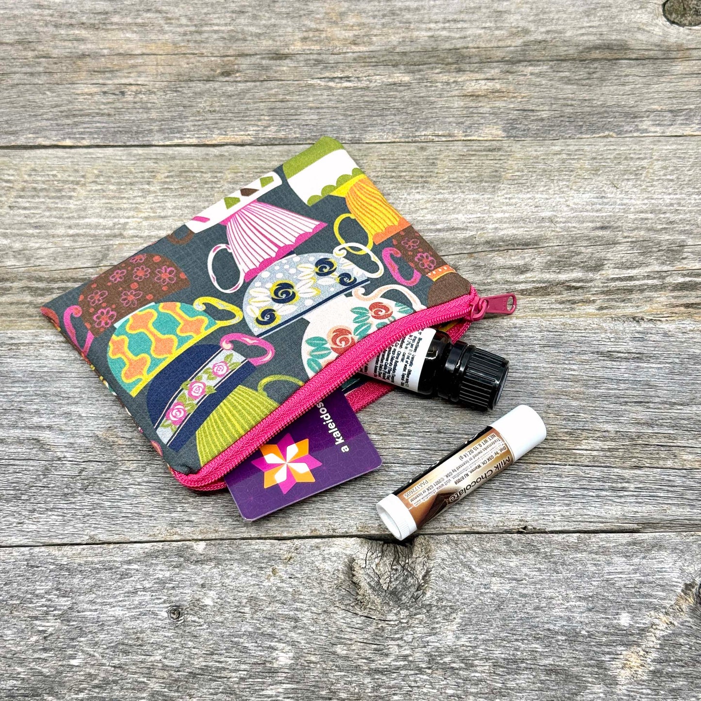 Small Coin Purse, Mini Pouch - Teacups