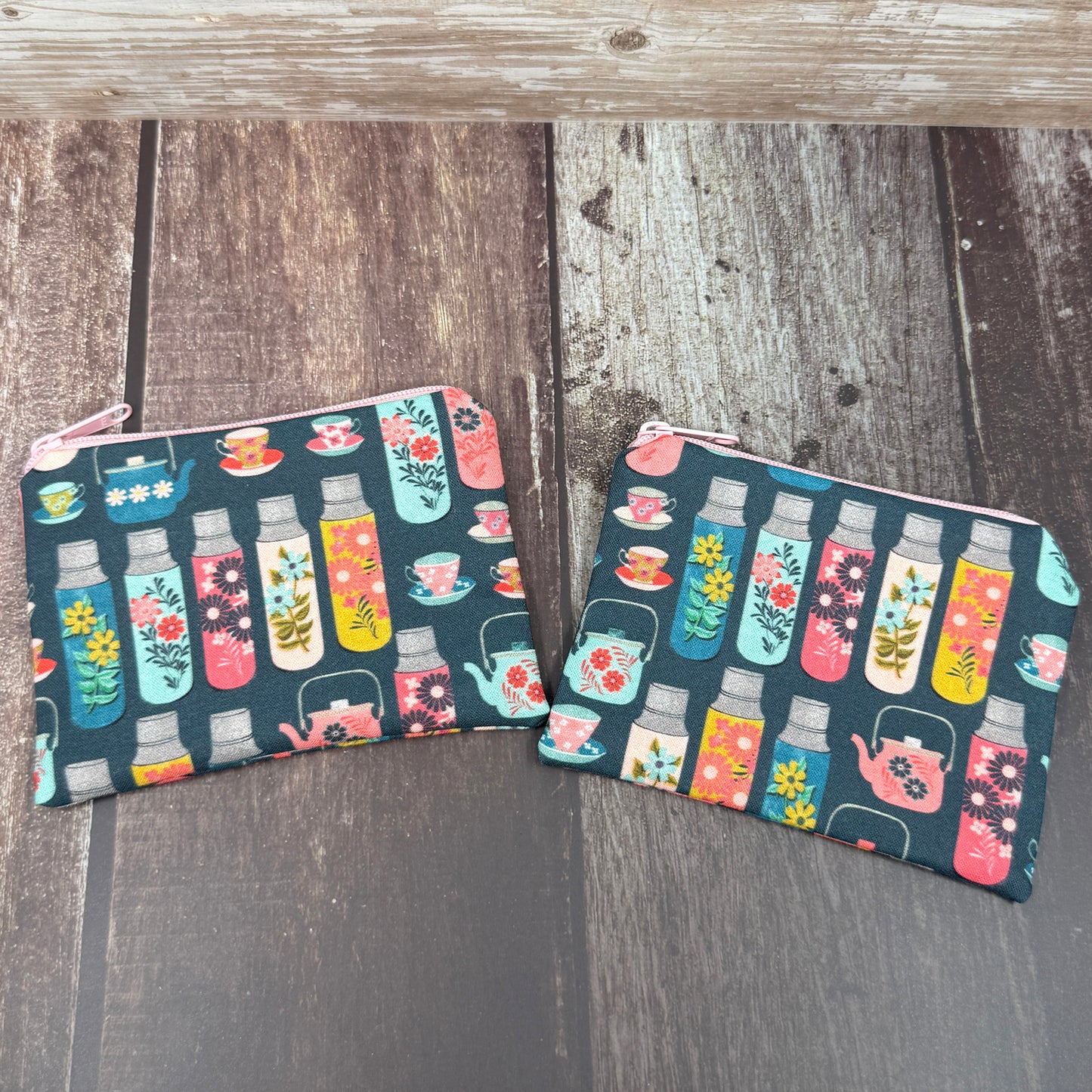 Small Zip Pouch - Teapots and Coffee