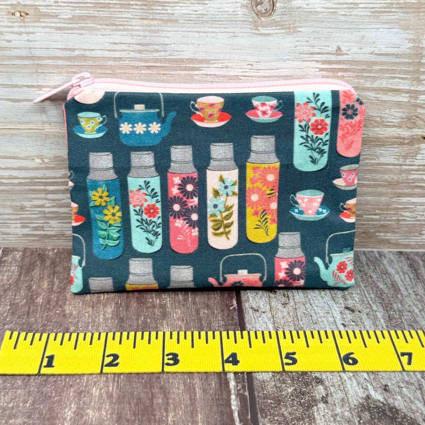 Small Zip Pouch - Teapots and Coffee