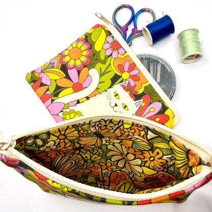 Small Coin Purse, Mini Pouch - Retro Cats