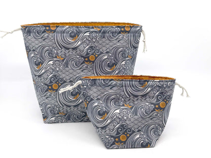 Drawstring Bag | Yarn Bowl | Project Bag | Dice Bag - Ocean