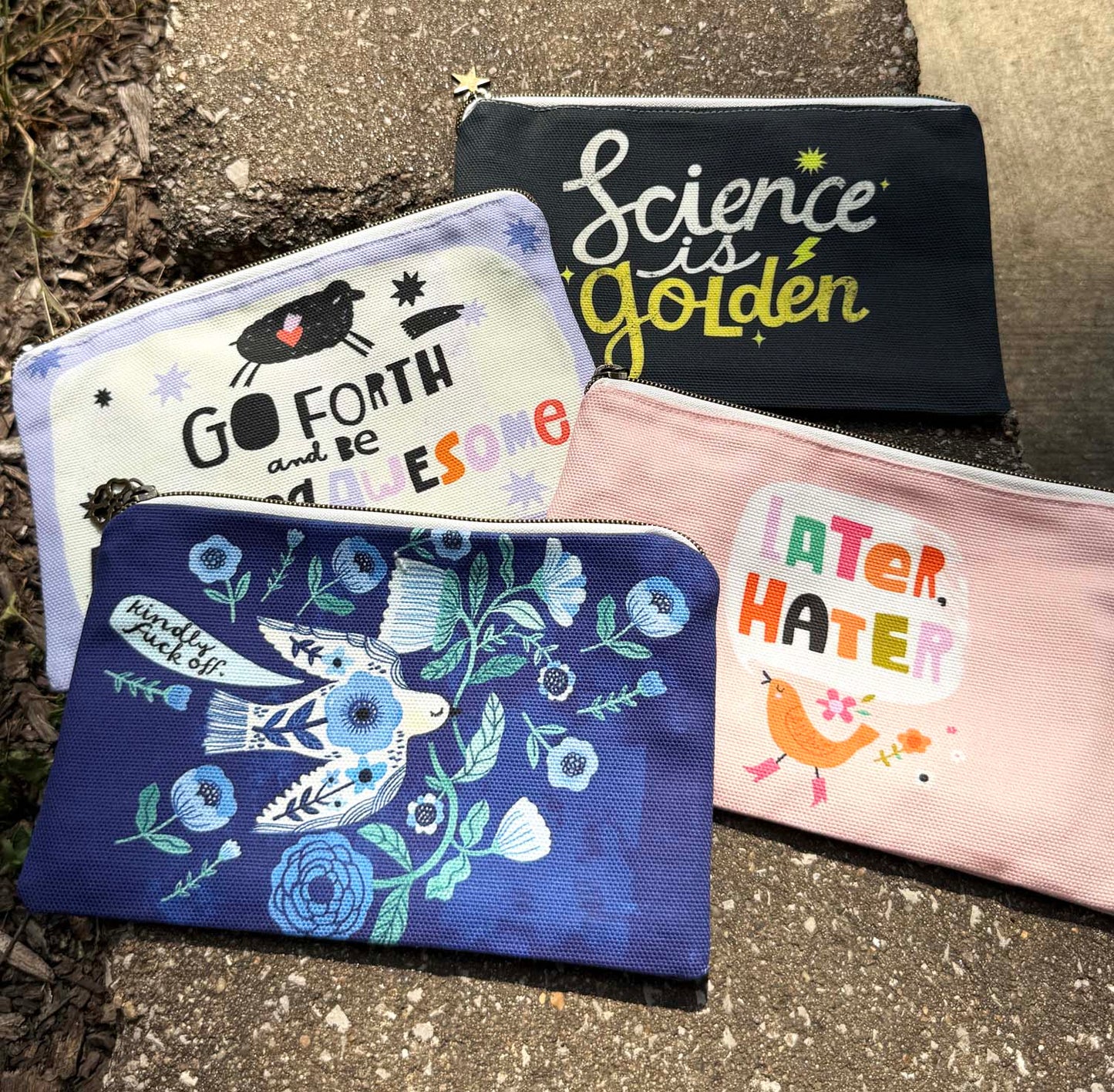 Zippered Canvas Pouch - Swears and Affirmations
