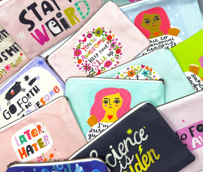 Zippered Canvas Pouch - Swears and Affirmations