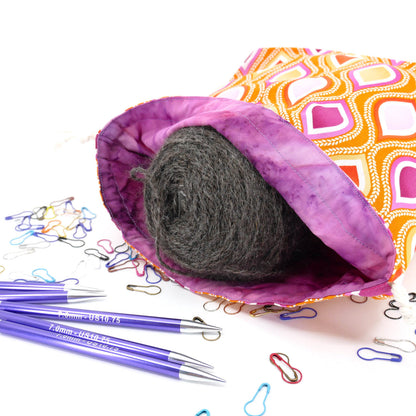 orange geometric drawstring project bag