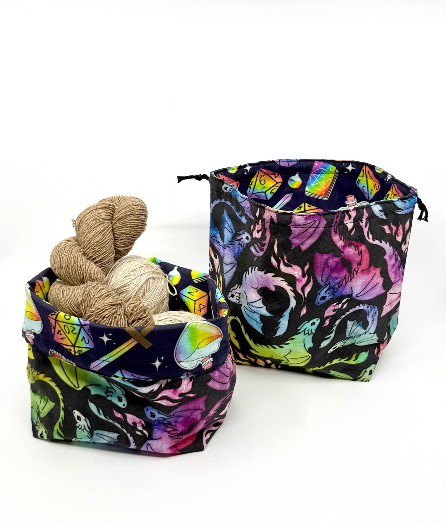 Drawstring Bag | Yarn Bowl | Project Bag | Dice Bag - Dragon