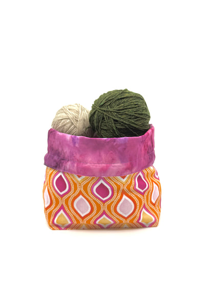 Medium Drawstring Project Bag - Orange Geometric
