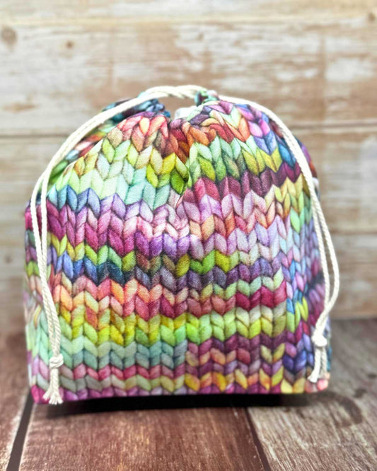 Medium Drawstring Project Bag - Stockinette