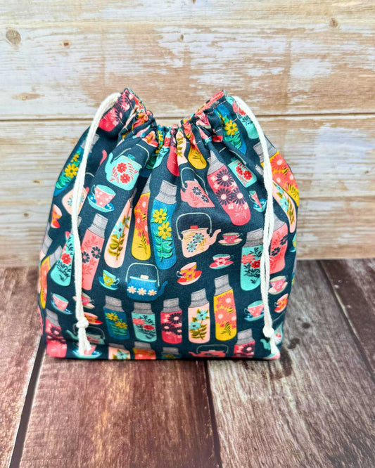 Medium Drawstring Project Bag - Tea or coffee thermos