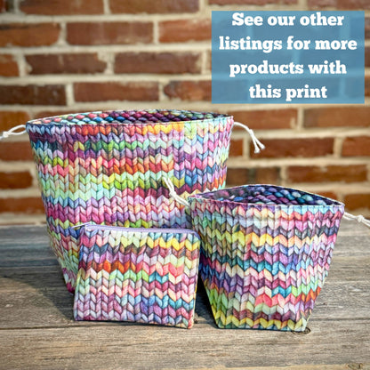 Drawstring Pouch | Fabric Yarn Bowl | Dice Bag - Stockinette