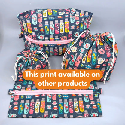Drawstring Bag | Yarn Bowl | Project Bag | Dice Bag - Teapot and Coffee Carafe