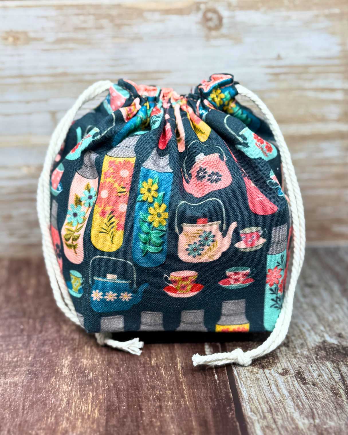 Small Drawstring Bag | Fabric Yarn Bowl  - Tea and Coffee