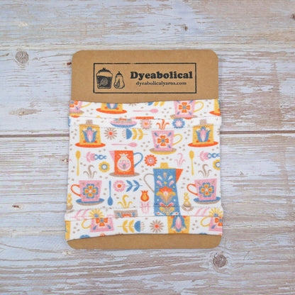 tea or coffee print yarn cozy